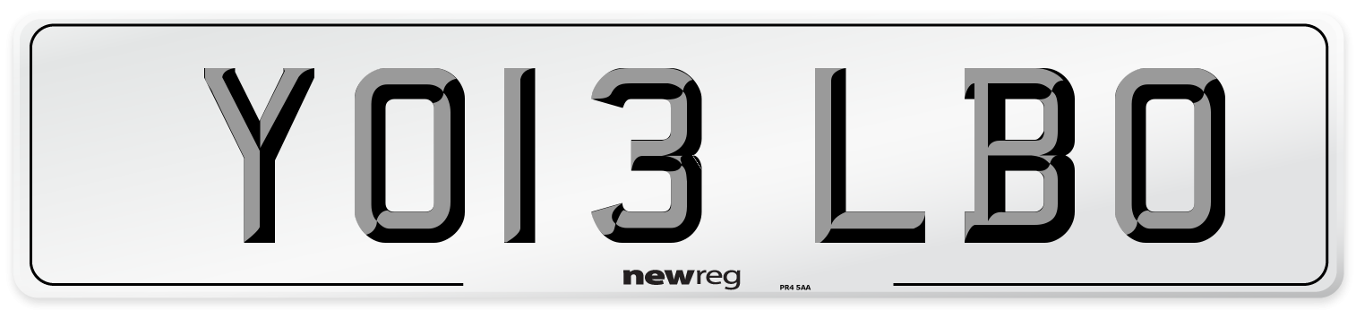 YO13 LBO Number Plate from New Reg